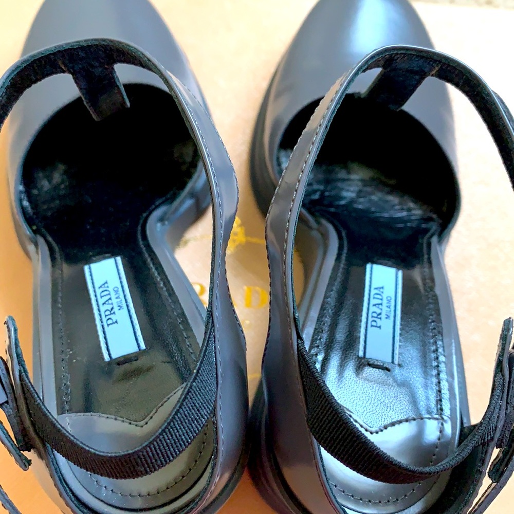 Prada wedge Mary Jane spazzolato leather Sz 39 - Picture 3 of 9